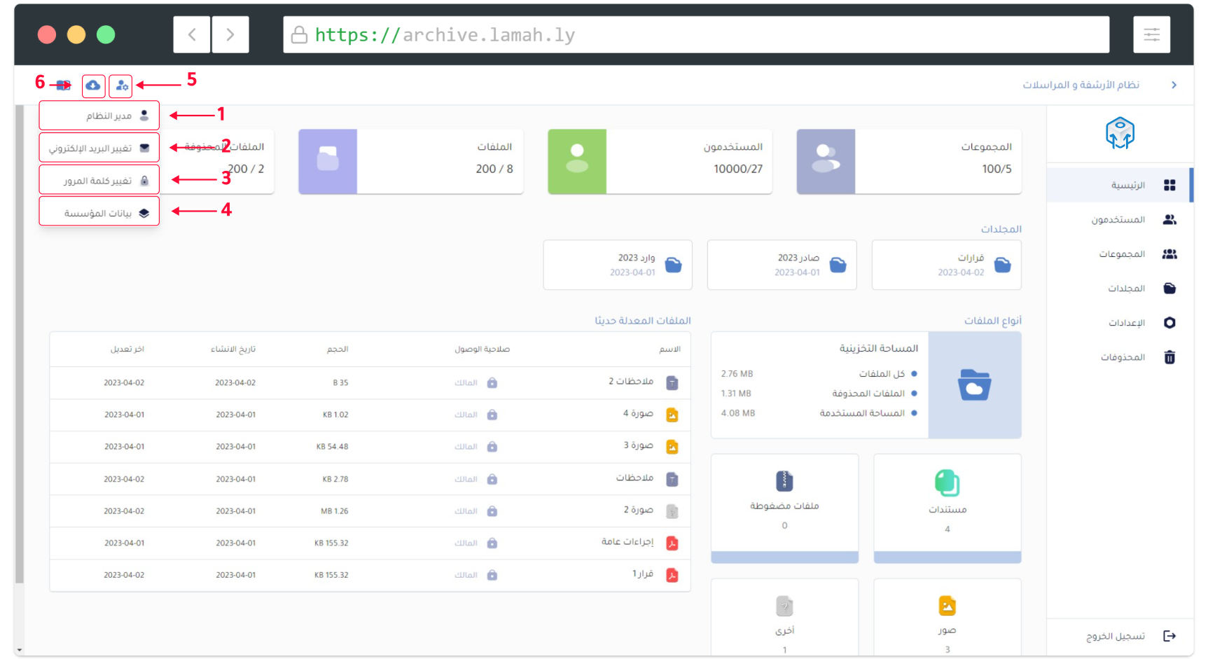 قائمة الوصول